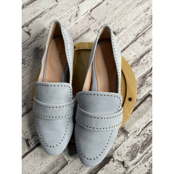 Taryn Rose Shoes Womens 8.5 Wide Moonstone Blue Studded Suede Bristol Loafers - Picture 4 of 6